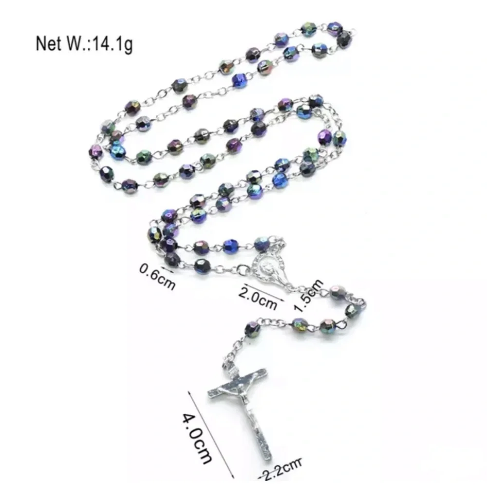 Rainbow Iridescent Acrylic Beaded Catholic Religious Rosary